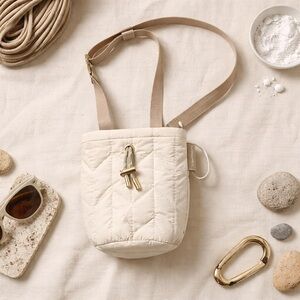 MONOPKT Quilted Puffer Chalk Bag Cream Ivory — NWT